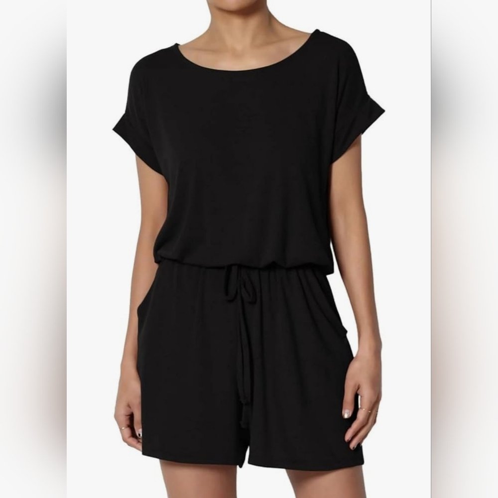 Women's Romper Summer Casual Loose Short Sleeve Pockets Elastic waist New No tag